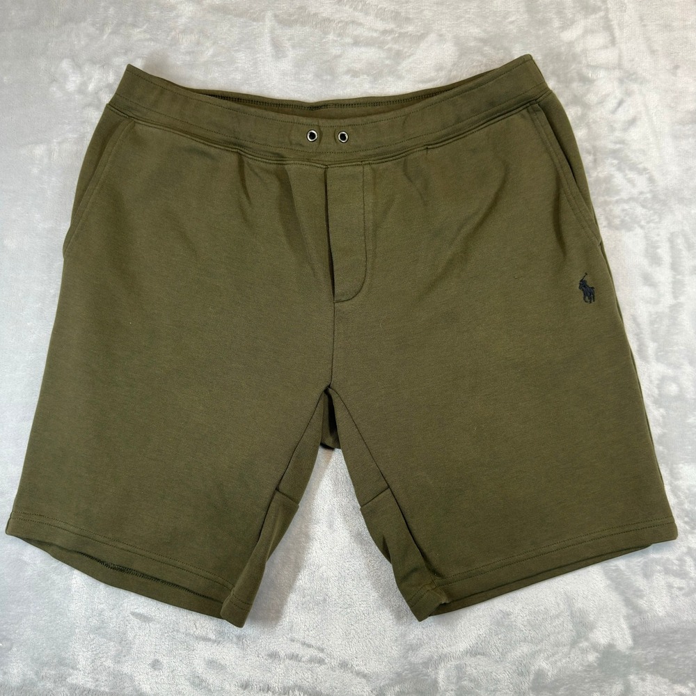 Polo Ralph Lauren Shorts Mens L Olive Green Double Knit Pony Logo Sweat Shorts